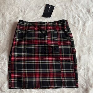 Fashion Nova Black and Red Plaid Pencil Skirt